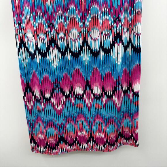 Laundry by Shelli Segal Pink Blue & Black Ikat‎ Short Sleeve Mini Shift Dress XS - Picture 4 of 9